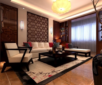 New Chinese Style A Living Room-ID:645094543