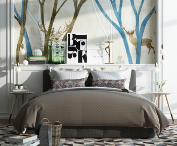 Nordic Style Double Bed-ID:905487487