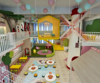 现代儿童幼儿园风车活动室游乐区-ID:101049578