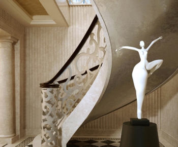 现代欧式人物雕塑楼梯栏杆/电梯-ID:309273813