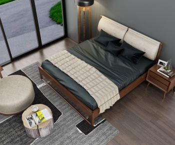 Modern Nordic Style Double Bed-ID:774428163