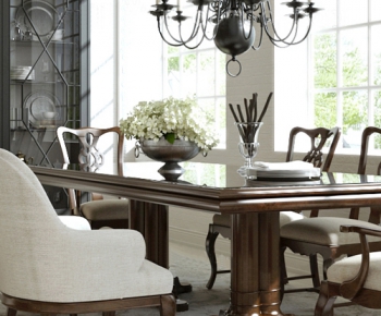 American Style Dining Table And Chairs-ID:112193266
