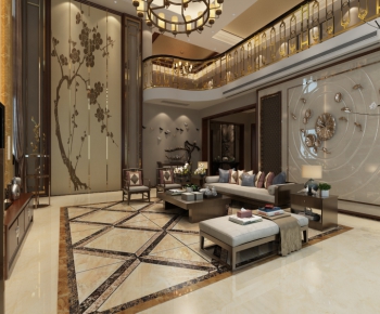 New Chinese Style A Living Room-ID:501778472