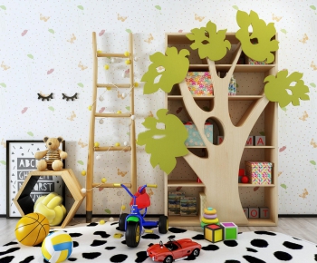 现代儿童房儿童书柜梯子玩具-ID:479533656