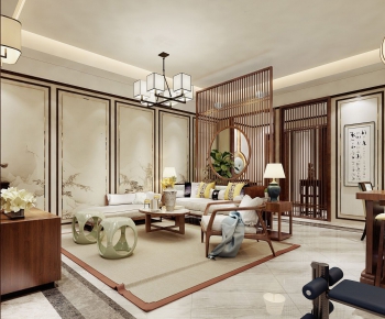 New Chinese Style A Living Room-ID:314405873