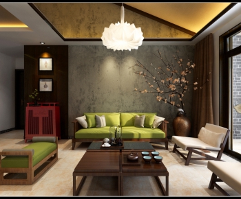 New Chinese Style A Living Room-ID:497785591