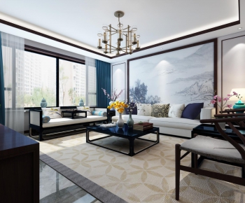 New Chinese Style A Living Room-ID:484372744