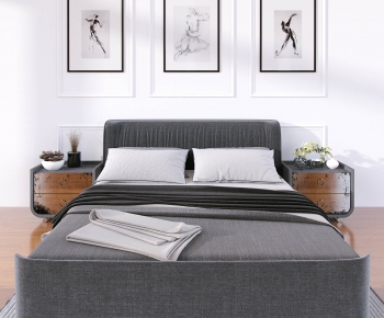 Modern Nordic Style Double Bed-ID:497049425