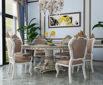 European Style Dining Table And Chairs-ID:614730114