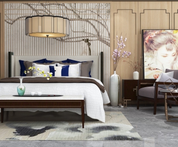 New Chinese Style Double Bed-ID:764270998