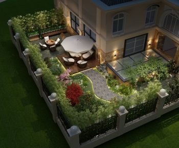 European Style Courtyard/landscape-ID:889826885