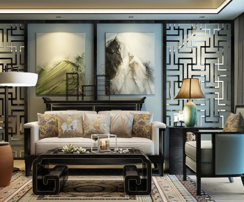 Modern New Chinese Style A Living Room-ID:567996289