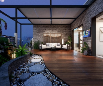 New Chinese Style Balcony-ID:448884724