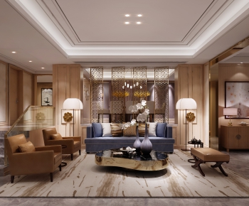 New Chinese Style A Living Room-ID:726597168