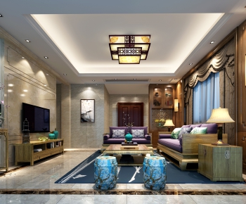 Chinese Style A Living Room-ID:451335721