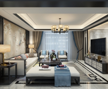 New Chinese Style A Living Room-ID:964287575