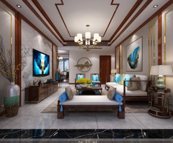 New Chinese Style A Living Room-ID:844124251