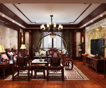 Chinese Style A Living Room-ID:259108829
