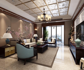 New Chinese Style A Living Room-ID:842786179