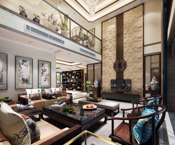 New Chinese Style A Living Room-ID:667250594