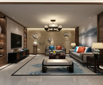 New Chinese Style A Living Room-ID:135822497