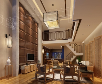 New Chinese Style A Living Room-ID:887600589