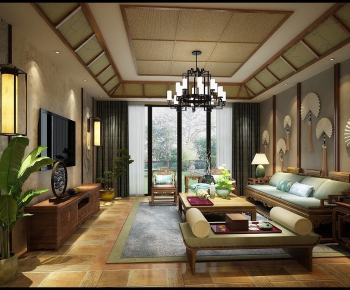 Chinese Style New Chinese Style A Living Room-ID:435786317