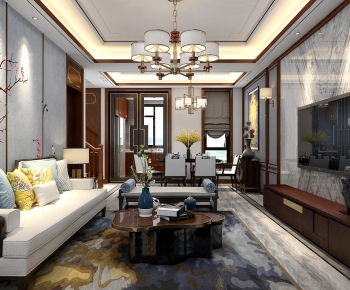 New Chinese Style A Living Room-ID:341522563