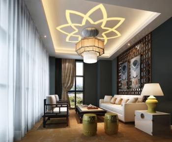 New Chinese Style A Living Room-ID:799426995