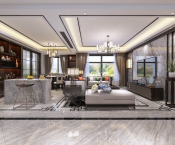 New Chinese Style A Living Room-ID:203618241