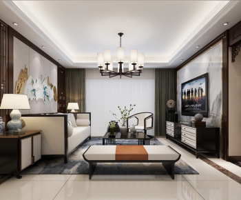 New Chinese Style A Living Room-ID:358558232