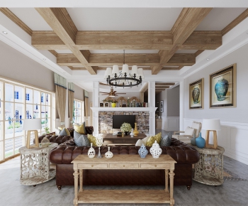 American Style Country Style A Living Room-ID:610196382