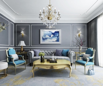 欧式美式客厅双人沙发茶几组合沙发-ID:342815418