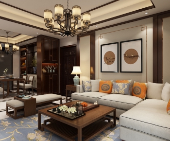 New Chinese Style A Living Room-ID:245671764