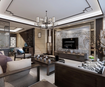 New Chinese Style A Living Room-ID:167899675