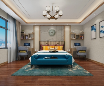 Modern New Chinese Style Bedroom-ID:759203177
