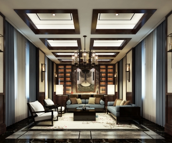 New Chinese Style A Living Room-ID:651598522