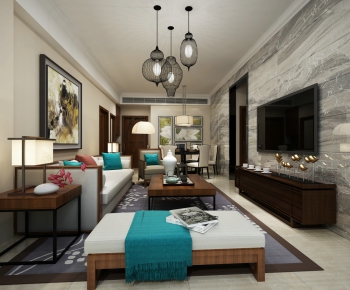 New Chinese Style A Living Room-ID:832603834