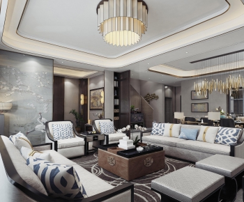 New Chinese Style A Living Room-ID:395273961