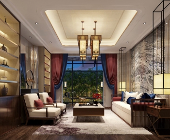 New Chinese Style A Living Room-ID:853691999