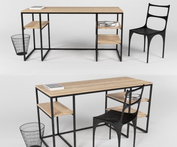Industrial Style Computer Desk And Chair-ID:984045464