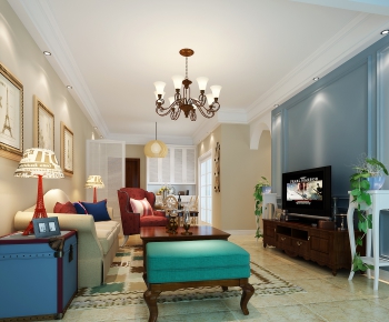 American Style Idyllic Style A Living Room-ID:343124955
