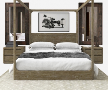 Modern New Chinese Style Double Bed-ID:991039854