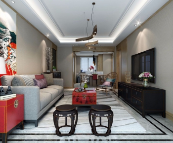 New Chinese Style A Living Room-ID:775669984