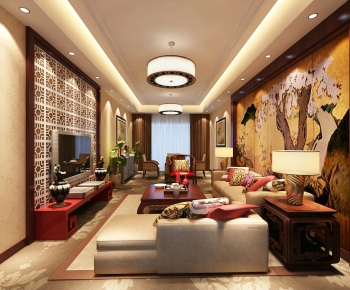New Chinese Style A Living Room-ID:334817172