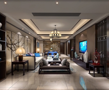 New Chinese Style A Living Room-ID:336731944