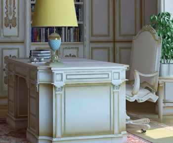 American Style Classical Style Computer Desk And Chair-ID:887955343