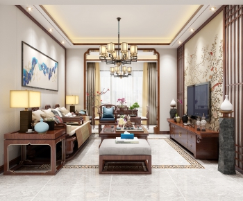 New Chinese Style A Living Room-ID:637551884