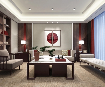 New Chinese Style A Living Room-ID:507823788