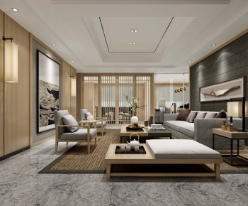 New Chinese Style A Living Room-ID:456728516